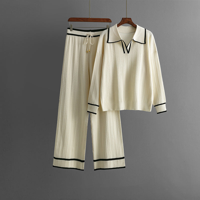 Aurora Viscose Knit Matching Set – Cozy Sweater and Wide-Leg Pants