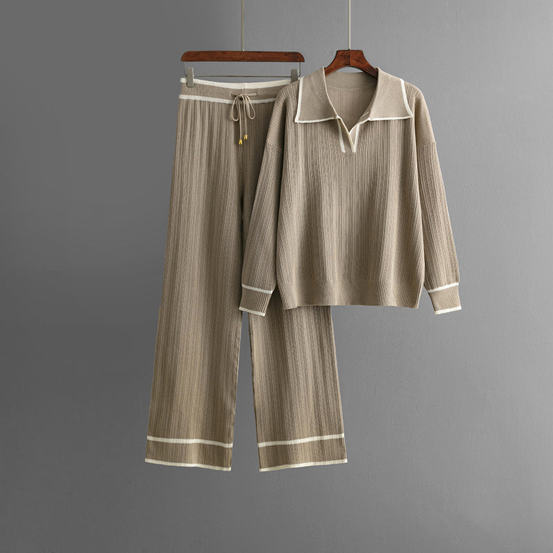 Aurora Viscose Knit Matching Set – Cozy Sweater and Wide-Leg Pants