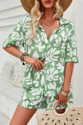 Lyra Lightweight Printed Two Piece – Elastic Waist Button Up Summer Set