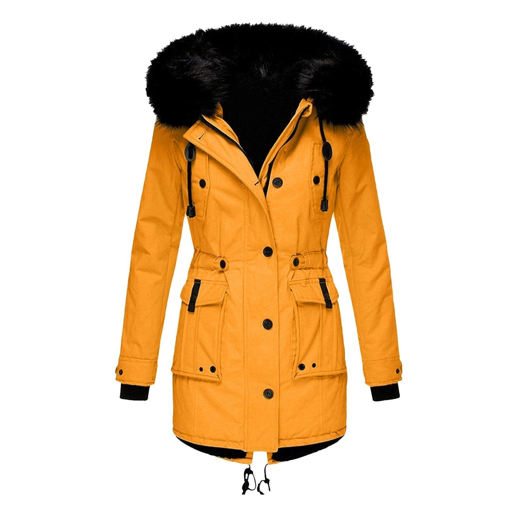 Emely Women's Hooded Winter Coat with Faux Fur Trim