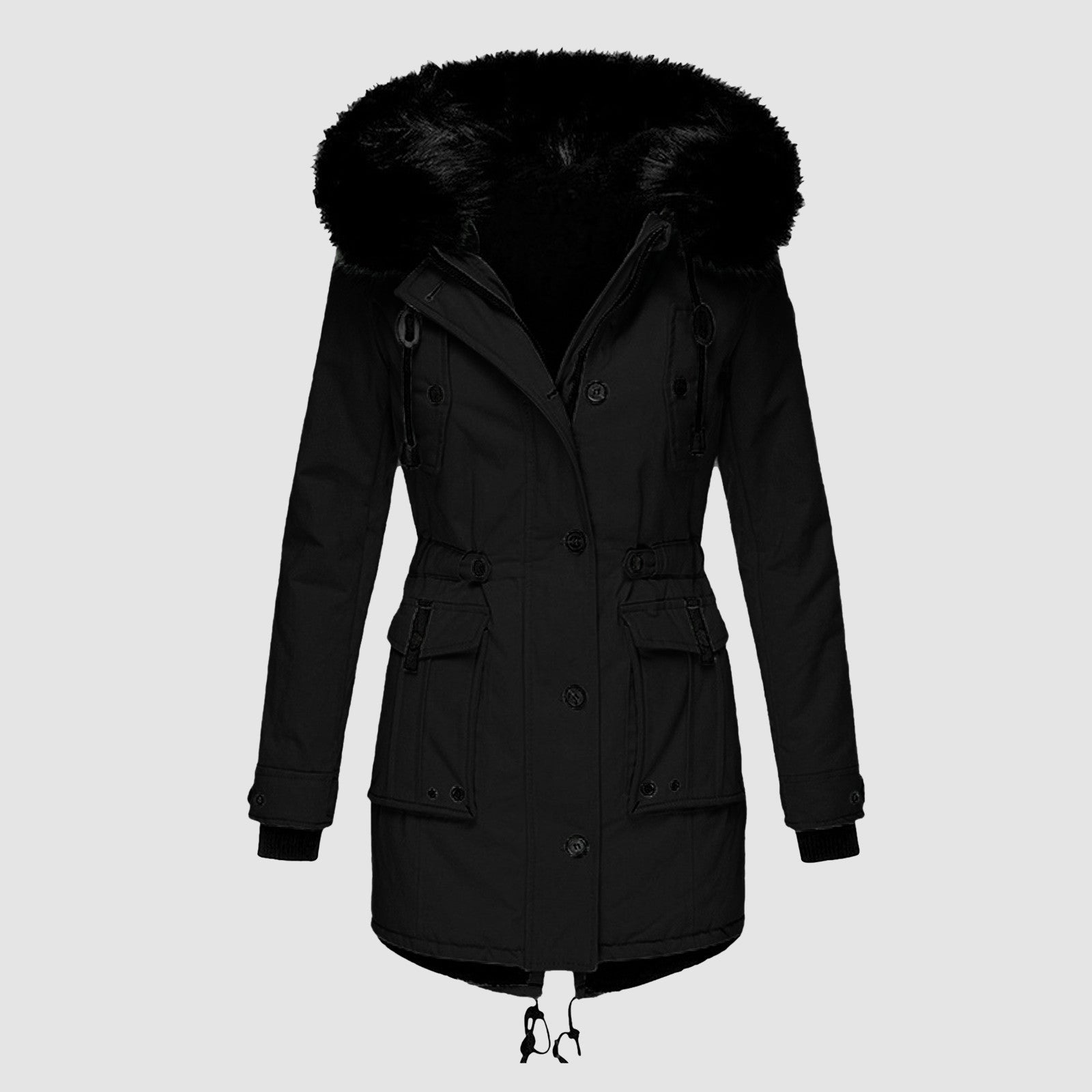 Emely Women's Hooded Winter Coat with Faux Fur Trim