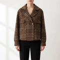 Heaven Women's Cropped Plaid Wool Jacket – Double-Sided Design