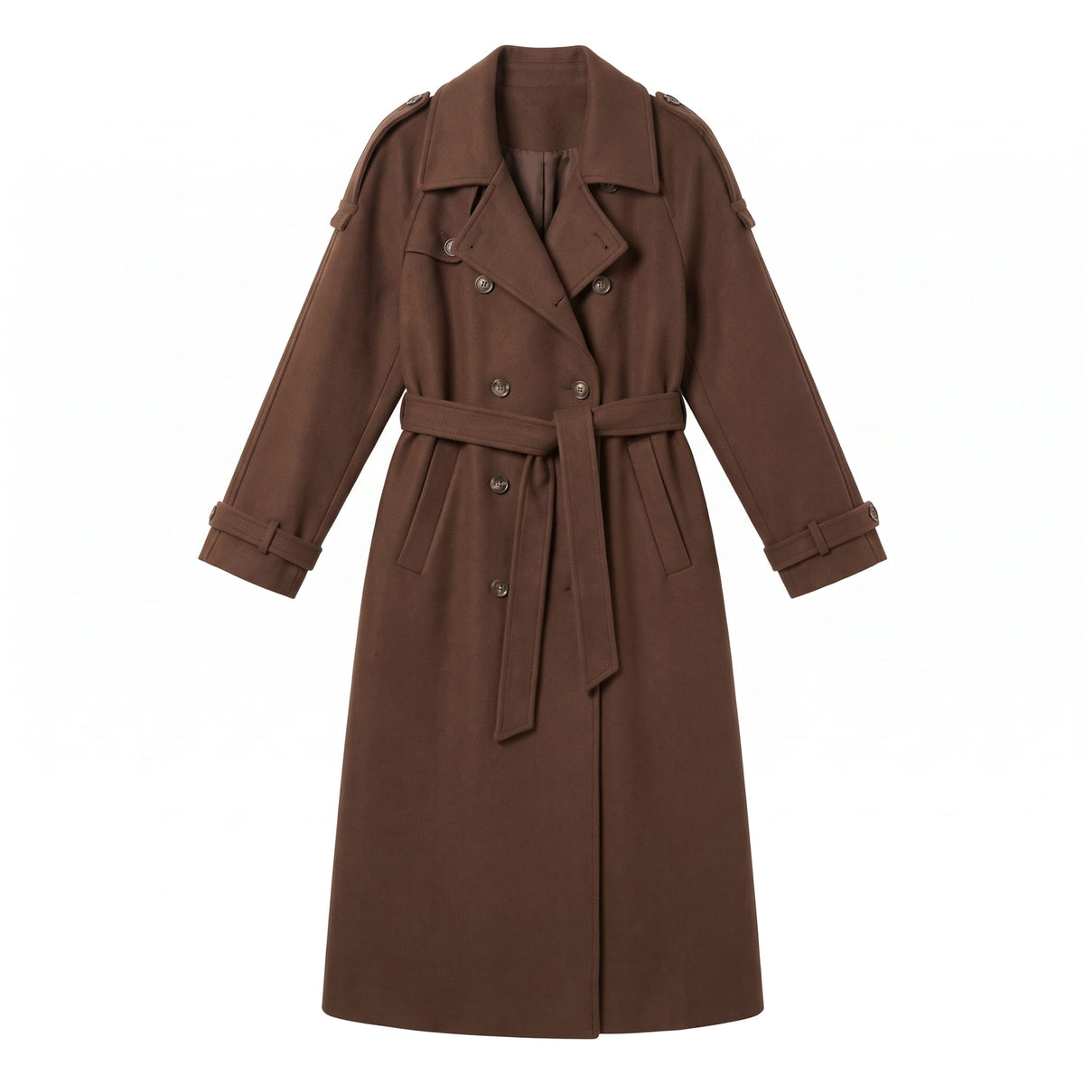 Wool Trench Coat – Double-Breasted & Waist Belt | Jane