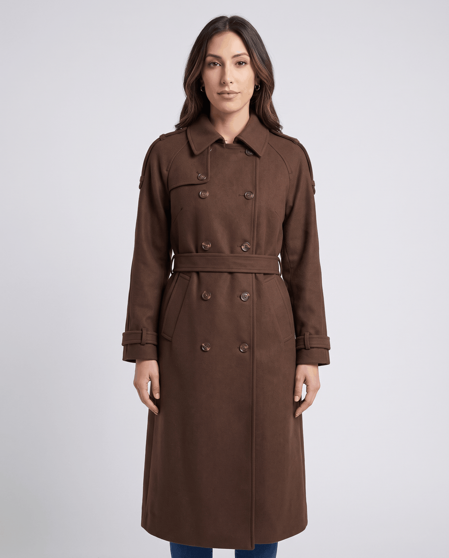 Wool Trench Coat – Double-Breasted & Waist Belt | Jane