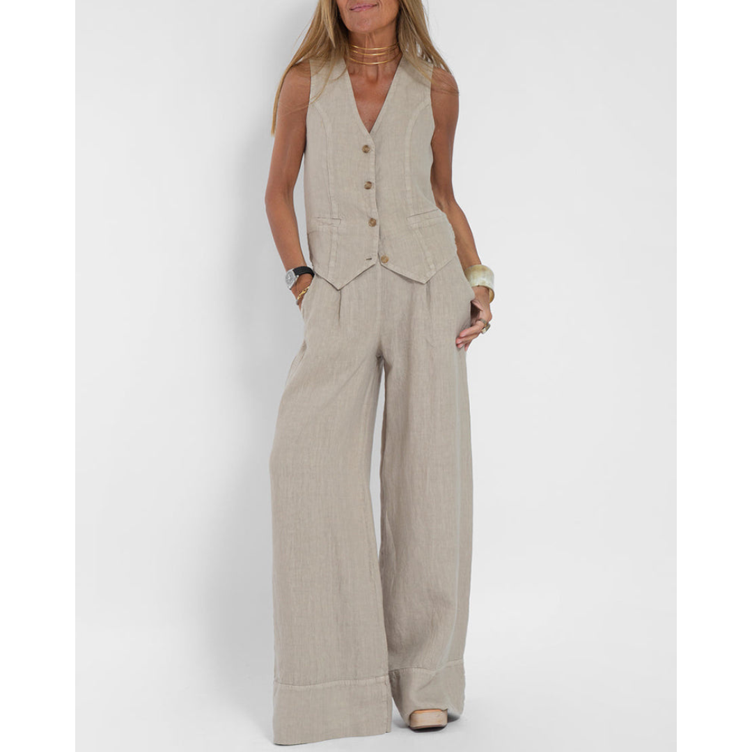Aurelia Soft Cotton Blend Two-Piece Set – Modern Comfort Ensemble
