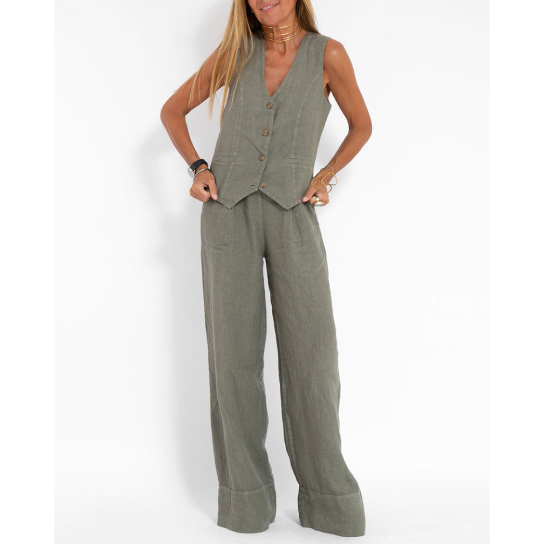 Aurelia Soft Cotton Blend Two-Piece Set – Modern Comfort Ensemble