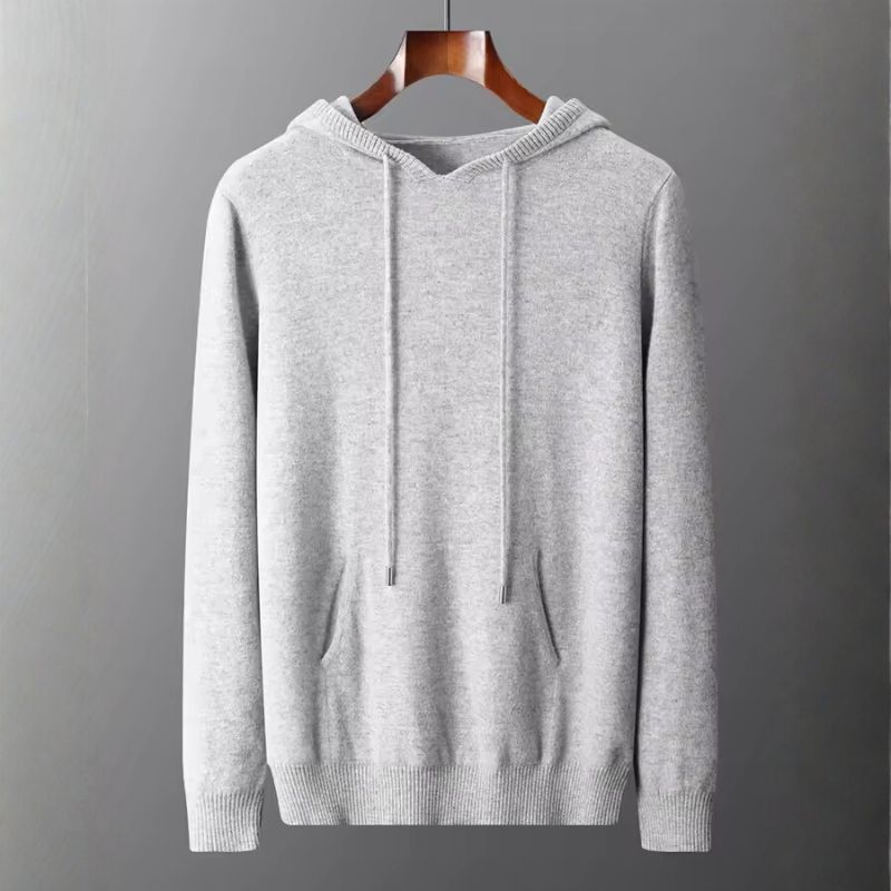 David Men's Pullover Hoodie – Soft Wool and Cashmere Knit Sweater