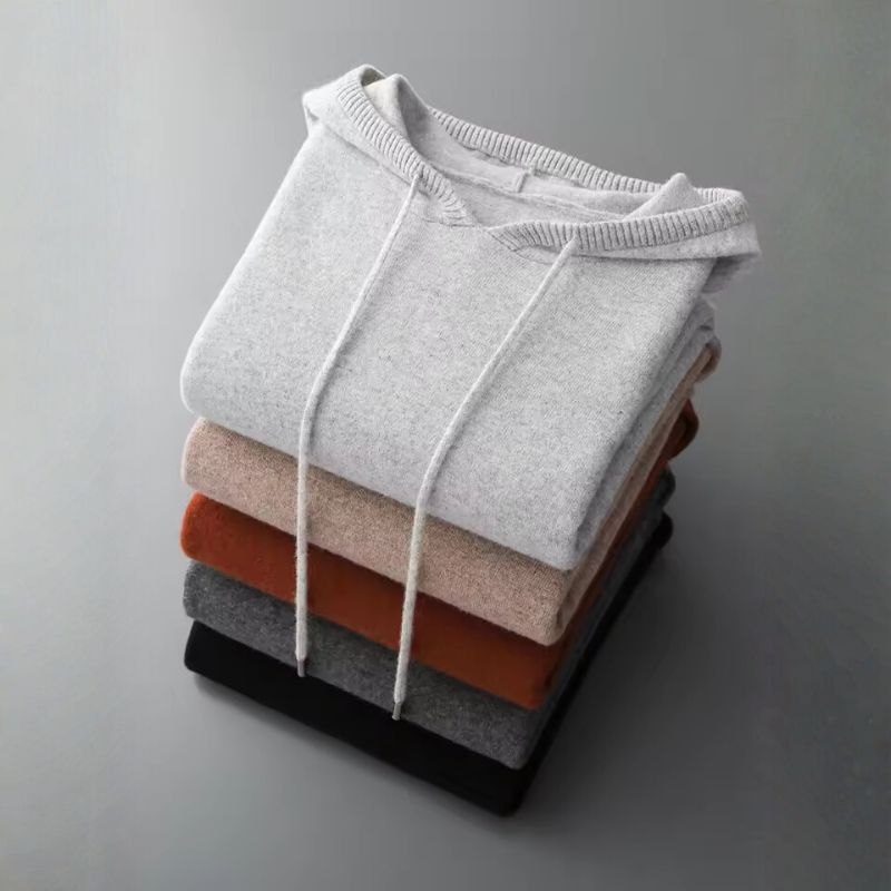 David Men's Pullover Hoodie – Soft Wool and Cashmere Knit Sweater