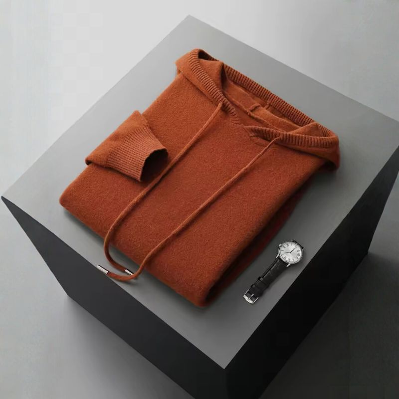 David Men's Pullover Hoodie – Soft Wool and Cashmere Knit Sweater
