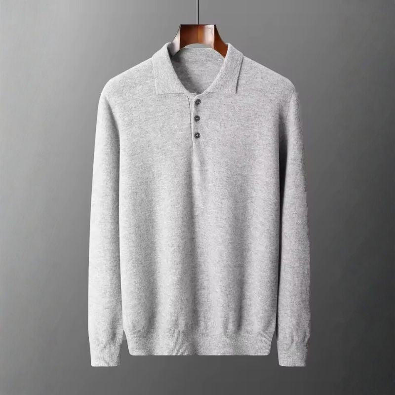 George Men's Merino Wool Button-Up Sweater Pullover