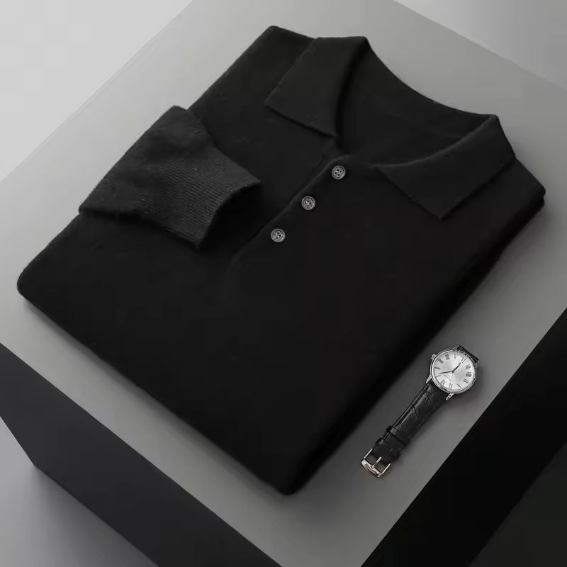 George Men's Merino Wool Button-Up Sweater Pullover