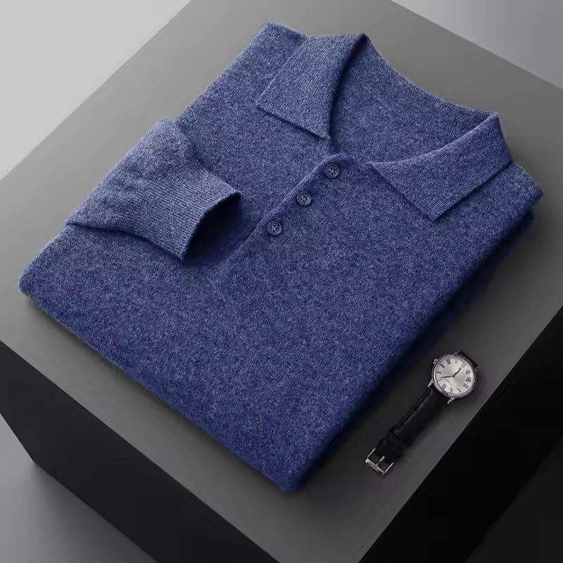 George Men's Merino Wool Button-Up Sweater Pullover