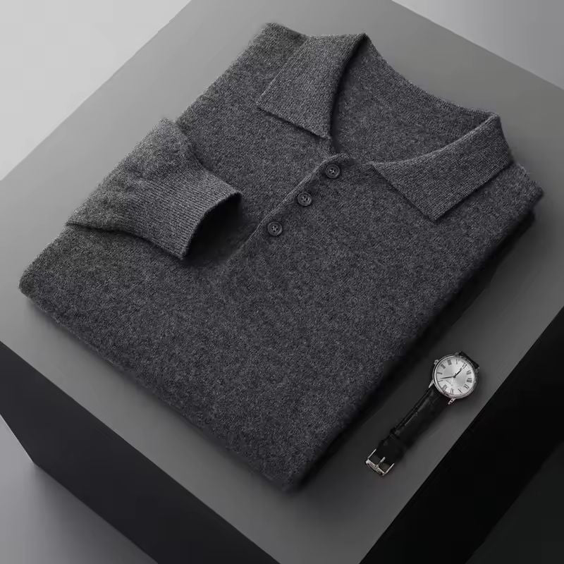 George Men's Merino Wool Button-Up Sweater Pullover