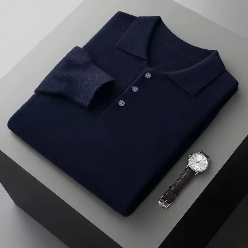 George Men's Merino Wool Button-Up Sweater Pullover