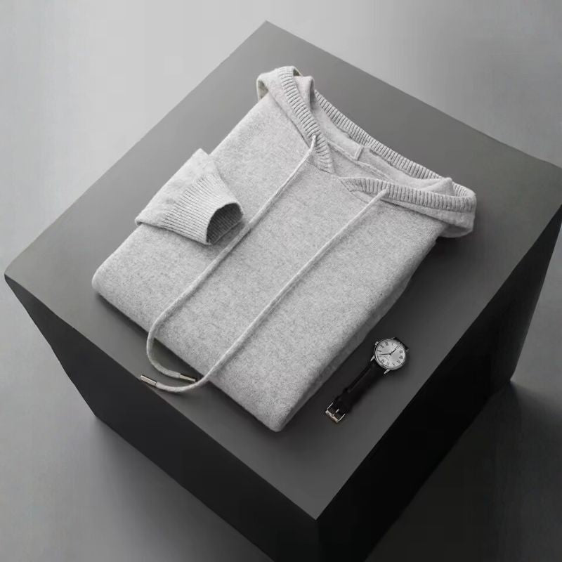 David Men's Pullover Hoodie – Soft Wool and Cashmere Knit Sweater