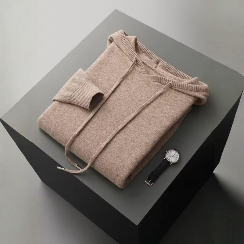 David Men's Pullover Hoodie – Soft Wool and Cashmere Knit Sweater