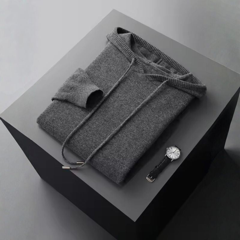 David Men's Pullover Hoodie – Soft Wool and Cashmere Knit Sweater