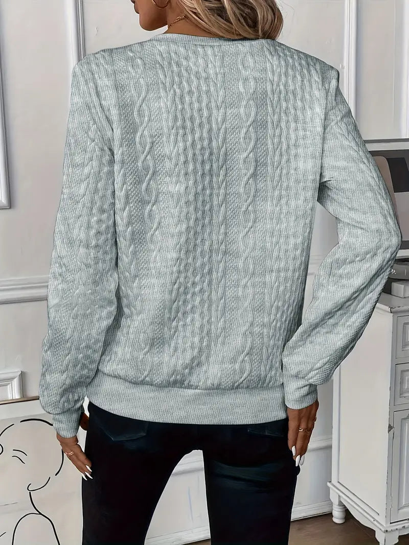 Elodie Cable Knit Zip Sweater – Soft Knit Relaxed Fit Casual Layering Top