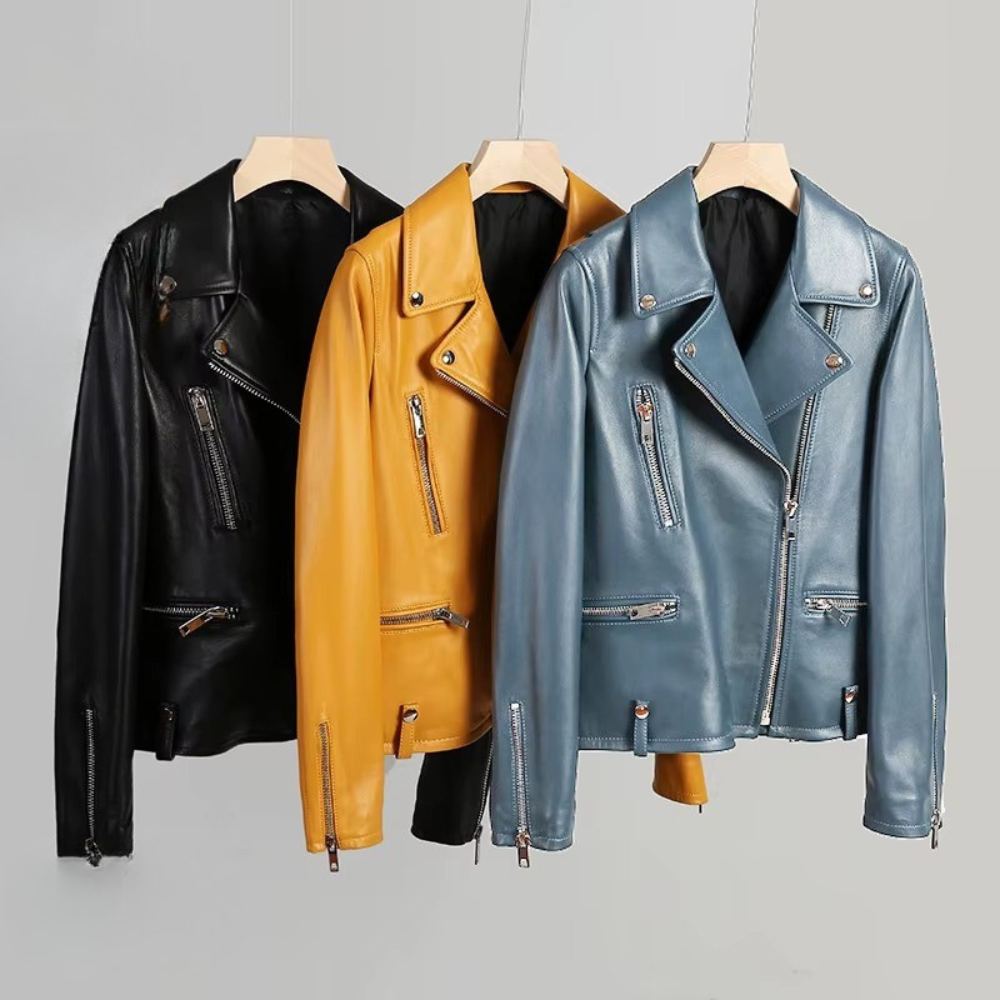 Almona Women's Tailored Leather Jacket – Smooth Finish with Structured Fit