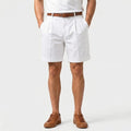 Luca Linen Pleated Shorts – Double Pleat Belt Loop Rolled Cuff Relaxed Smart Casual Bottoms