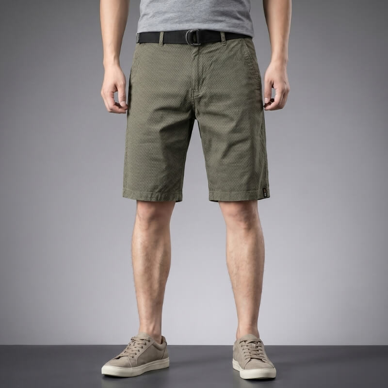 Rowan Cotton Check Shorts – Micro Checkerboard Zip Fly Relaxed Casual Summer Bottoms