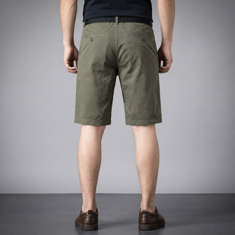Rowan Cotton Check Shorts – Micro Checkerboard Zip Fly Relaxed Casual Summer Bottoms