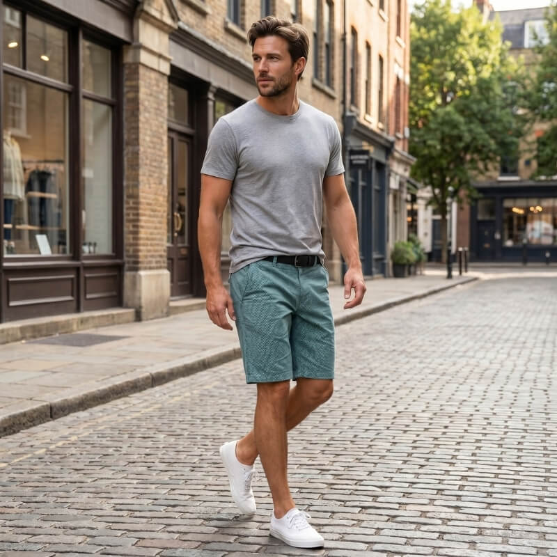 Rowan Cotton Check Shorts – Micro Checkerboard Zip Fly Relaxed Casual Summer Bottoms
