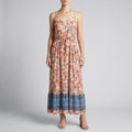 Mary Floral V-Neck Midi Dress – Spaghetti Strap Flowing Summer Silhouette
