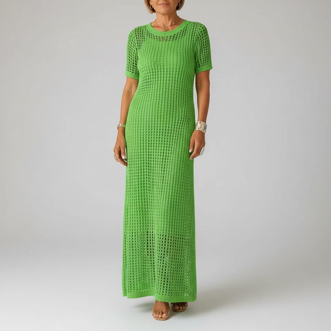 Rose Luxe Cut-Out Layered Maxi Dress – Boho Chic Breathable Two-Piece Summer Dress