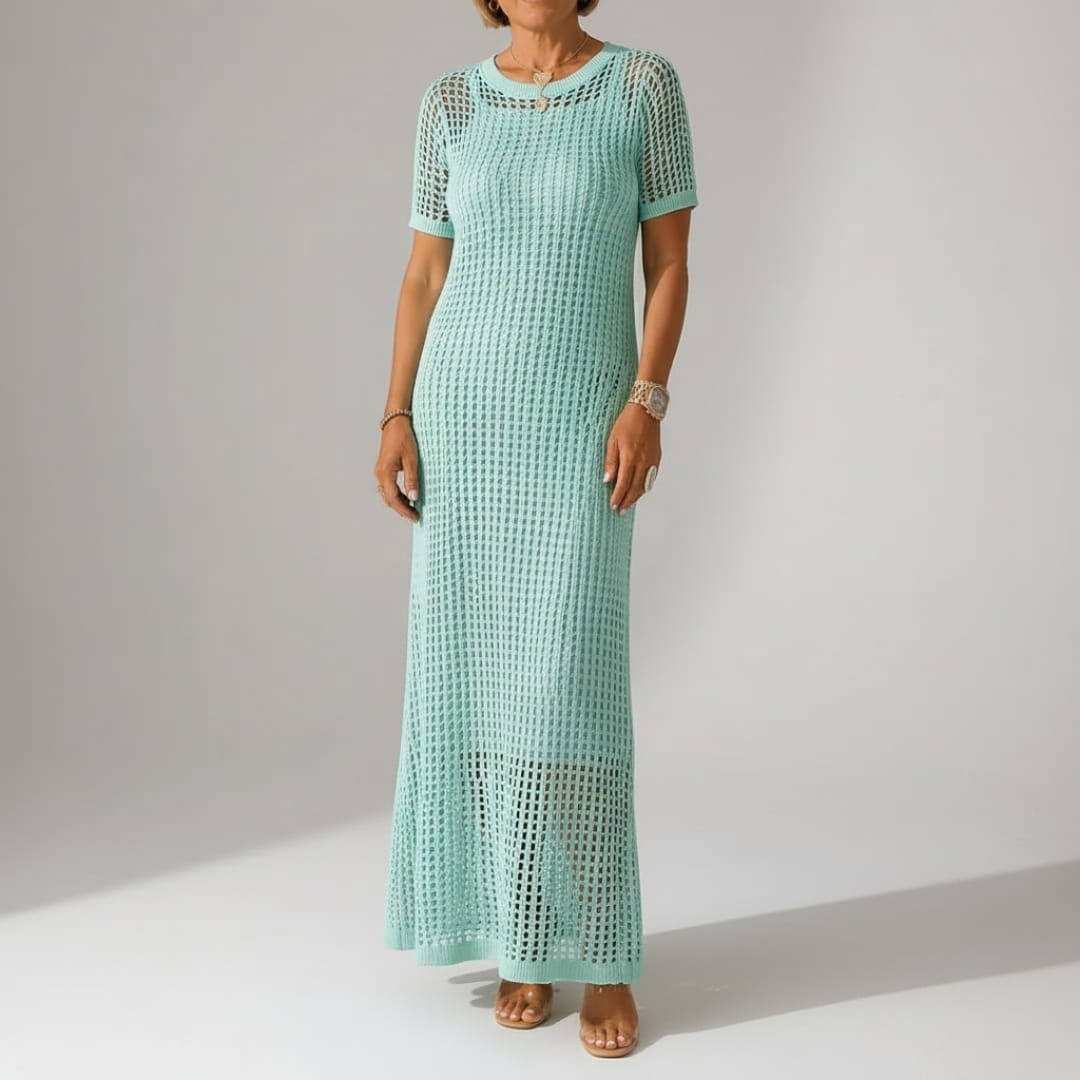 Rose Luxe Cut-Out Layered Maxi Dress – Boho Chic Breathable Two-Piece Summer Dress
