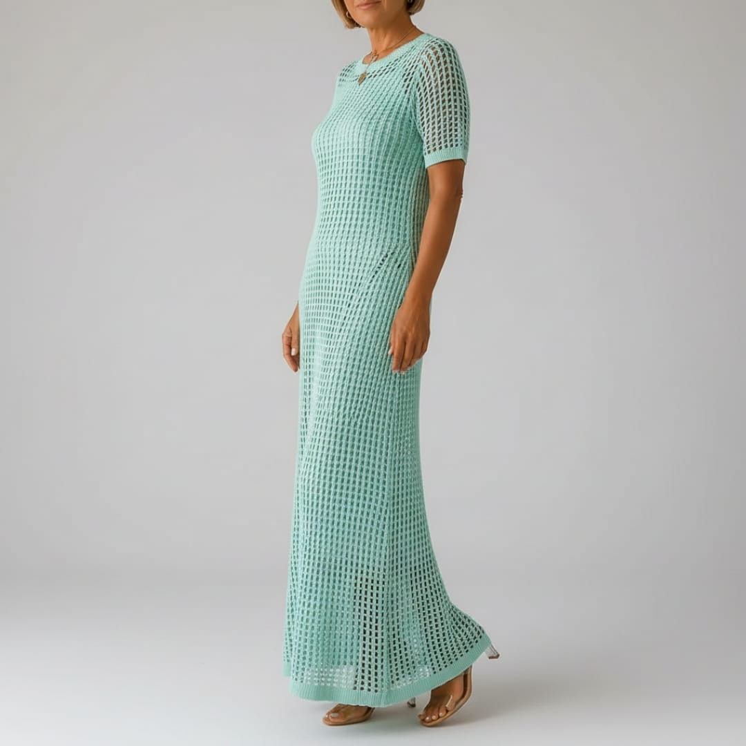 Rose Luxe Cut-Out Layered Maxi Dress – Boho Chic Breathable Two-Piece Summer Dress