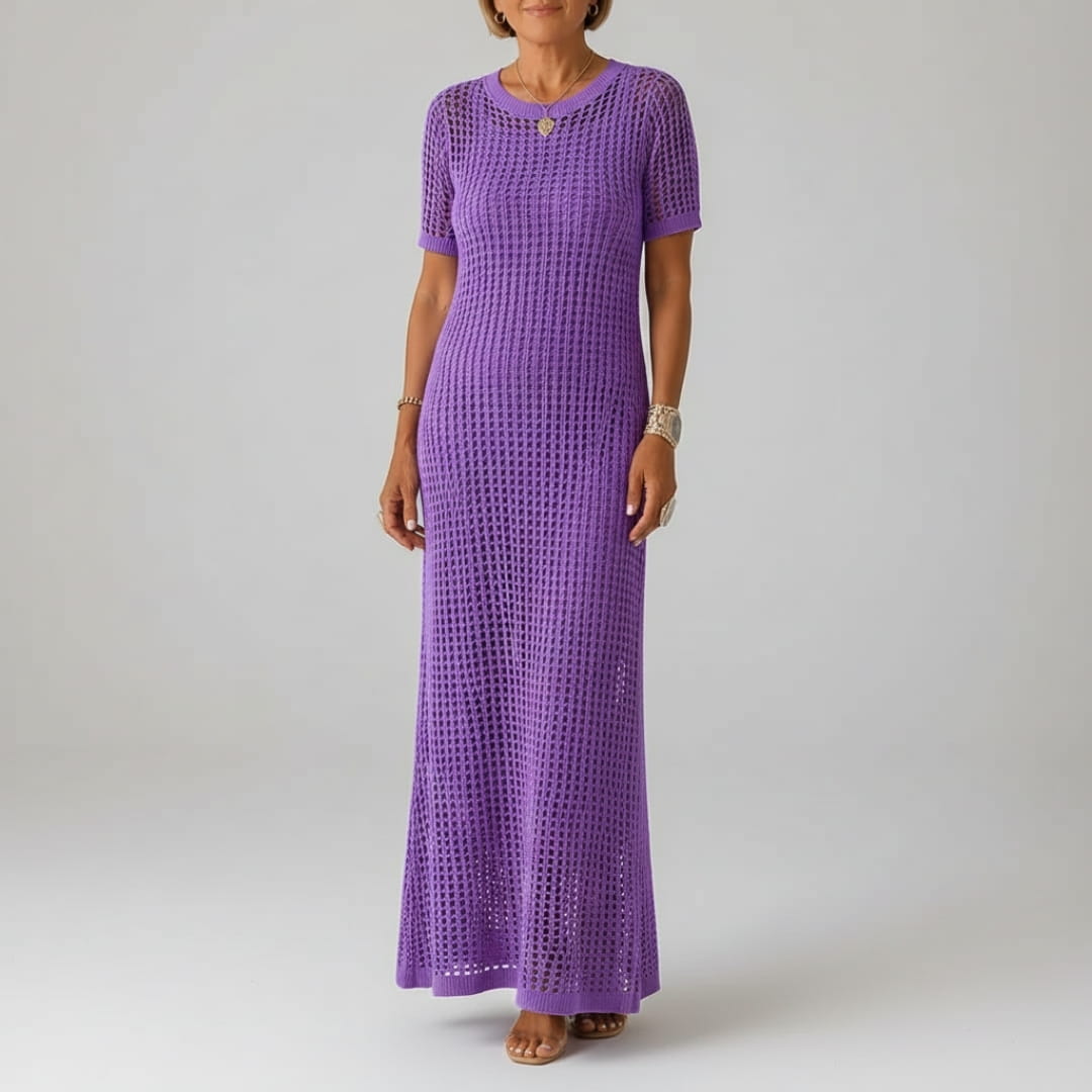 Rose Luxe Cut-Out Layered Maxi Dress – Boho Chic Breathable Two-Piece Summer Dress