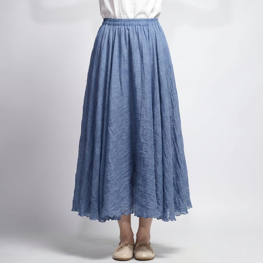 Mathilde Linen Blend Maxi Skirt – Elastic Waist Lightweight Solid Colors