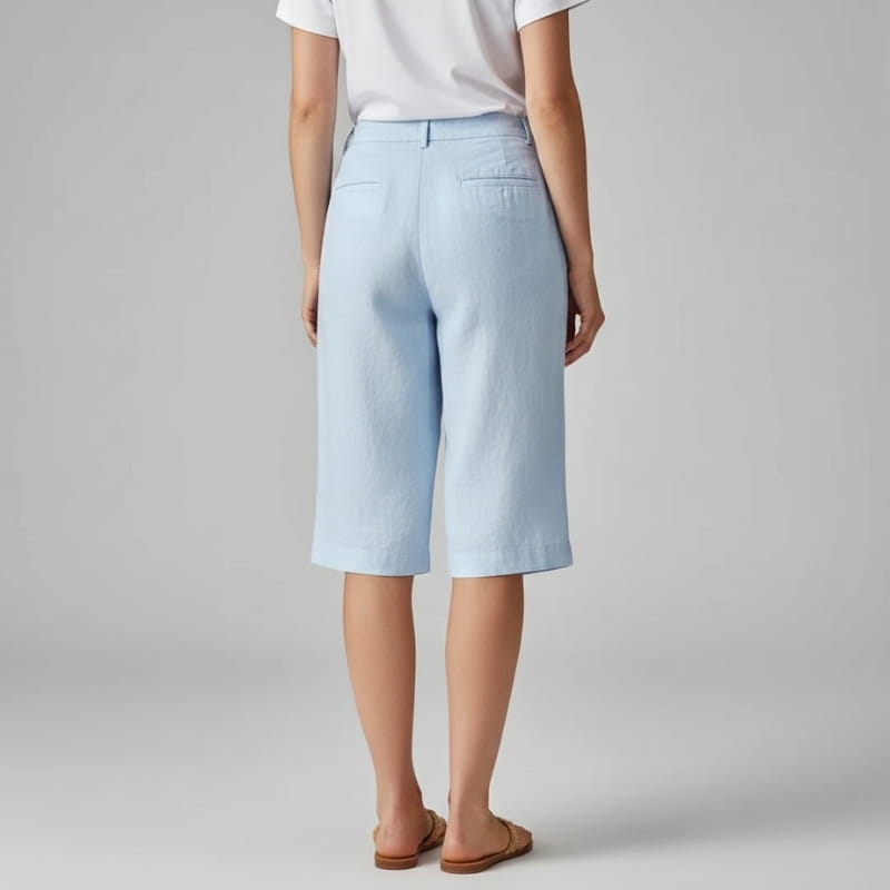Clara Lightweight Drawstring Cotton Linen Knee-Length Casual Shorts
