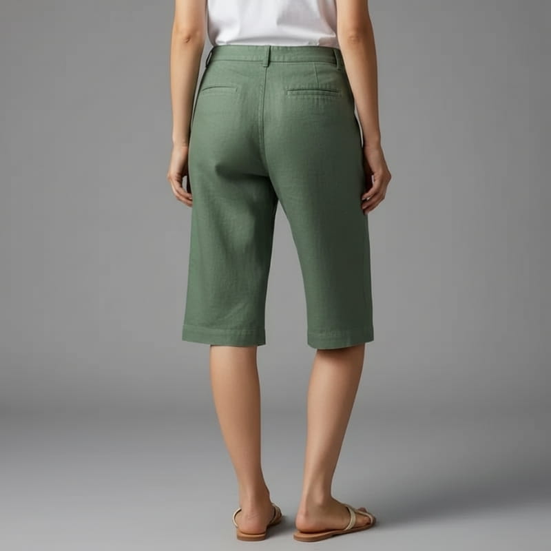 Clara Lightweight Drawstring Cotton Linen Knee-Length Casual Shorts
