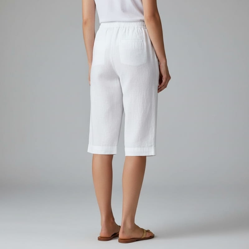 Clara Lightweight Drawstring Cotton Linen Knee-Length Casual Shorts