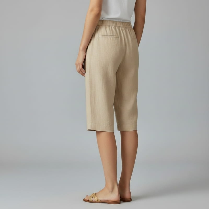 Clara Lightweight Drawstring Cotton Linen Knee-Length Casual Shorts