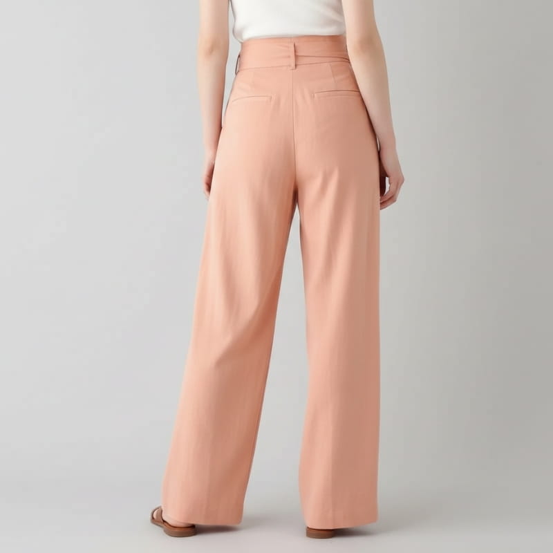 Chiara Linen Blend Wrap Waist Wide Leg Trousers – Relaxed Comfort Fit