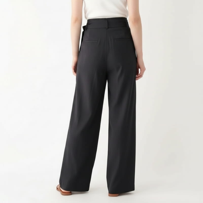 Chiara Linen Blend Wrap Waist Wide Leg Trousers – Relaxed Comfort Fit