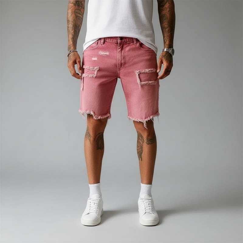 Orion Vintage Distressed Stretch Denim Shorts – Ripped Casual Summer Fit