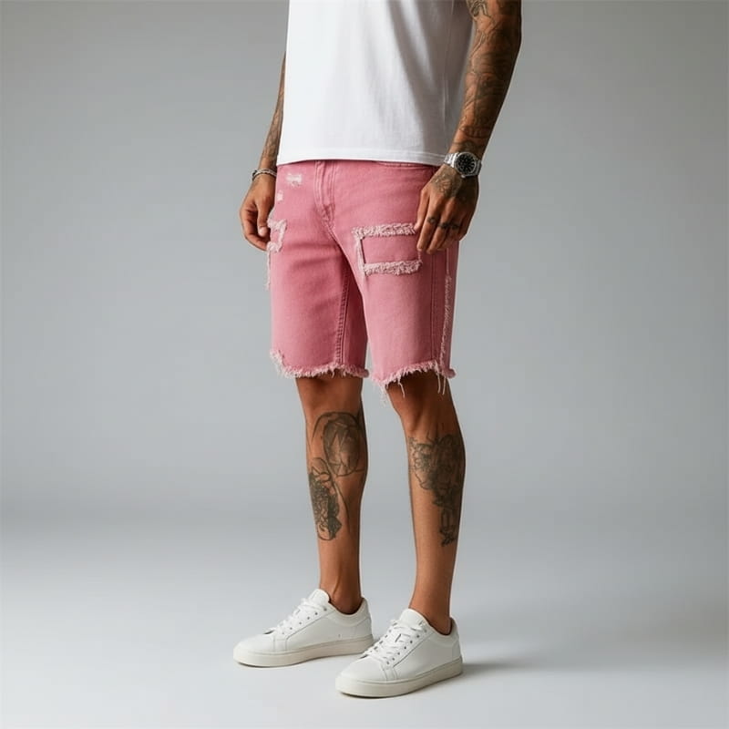 Orion Vintage Distressed Stretch Denim Shorts – Ripped Casual Summer Fit
