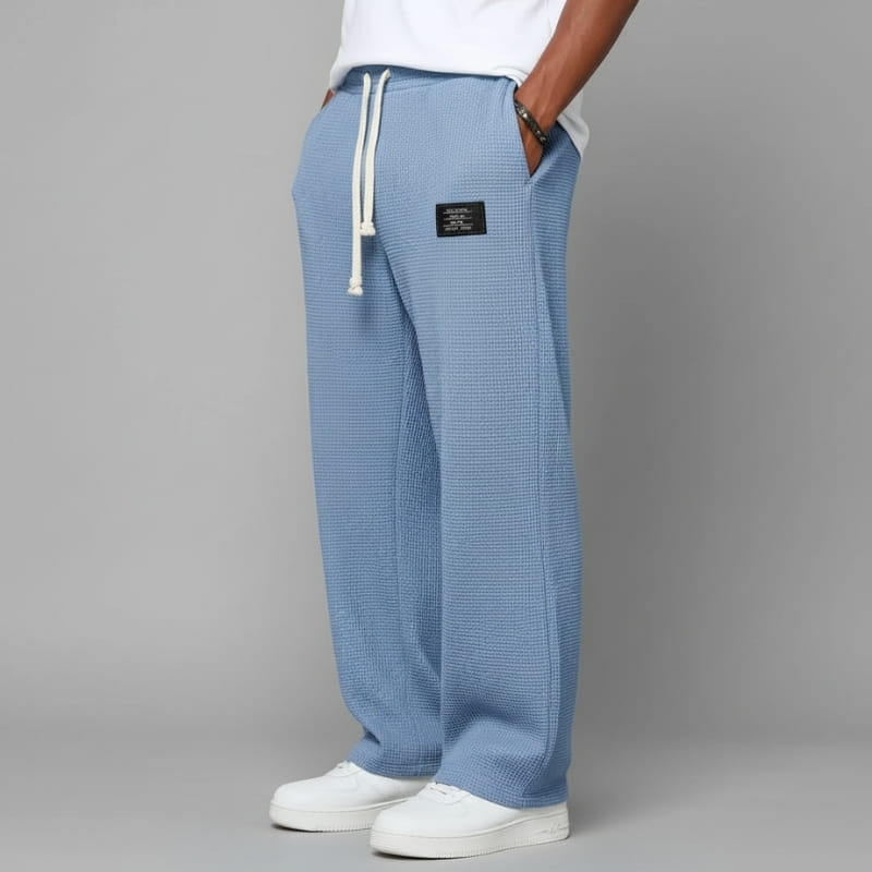 Adrian Waffle-Knit Drawstring Lounge Pants – Relaxed Breathable Comfort Fit