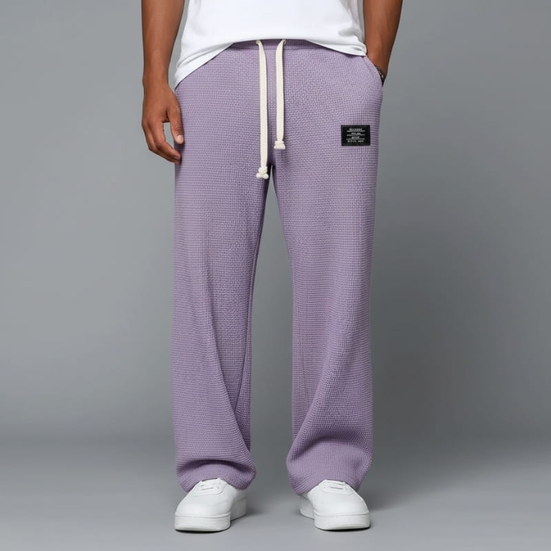 Adrian Waffle-Knit Drawstring Lounge Pants – Relaxed Breathable Comfort Fit