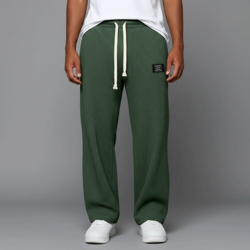 Adrian Waffle-Knit Drawstring Lounge Pants – Relaxed Breathable Comfort Fit