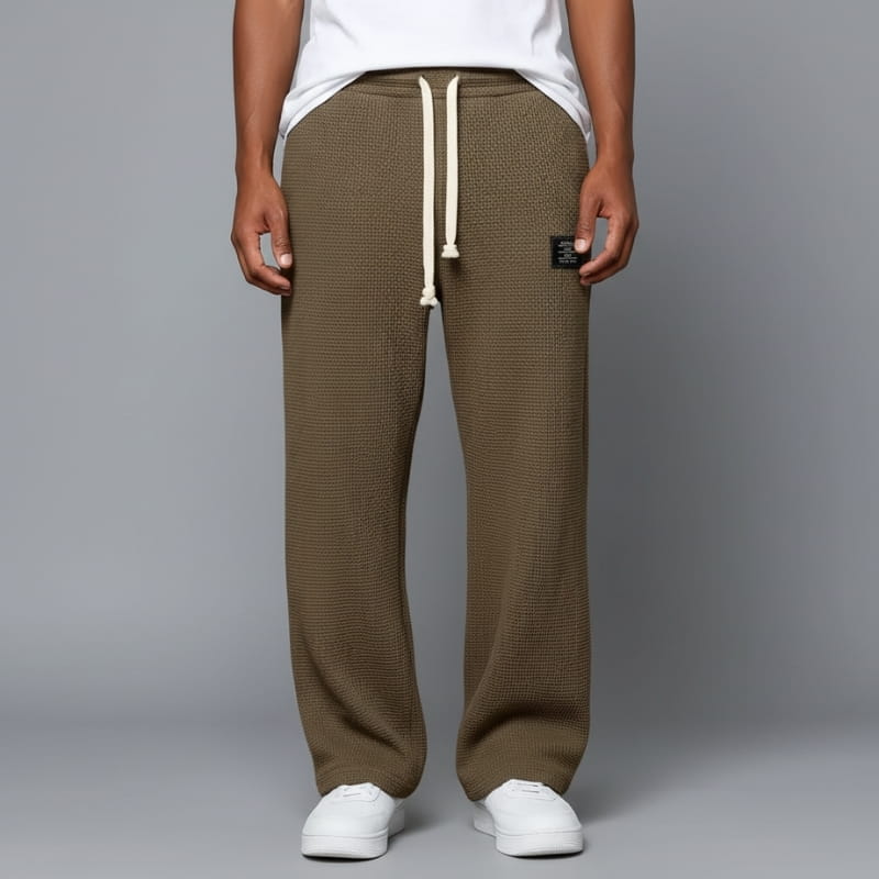Adrian Waffle-Knit Drawstring Lounge Pants – Relaxed Breathable Comfort Fit