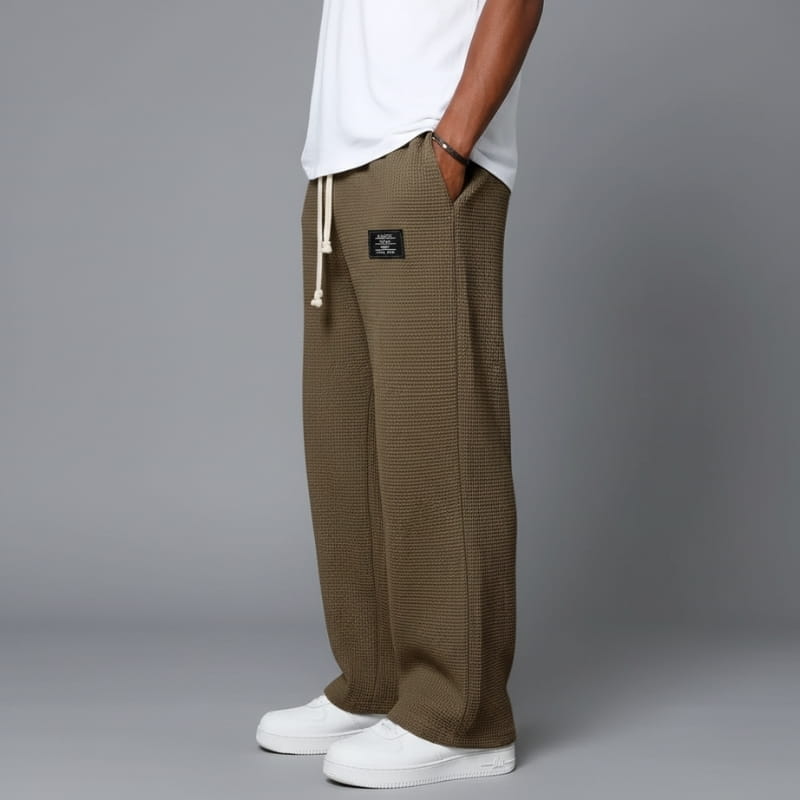 Adrian Waffle-Knit Drawstring Lounge Pants – Relaxed Breathable Comfort Fit