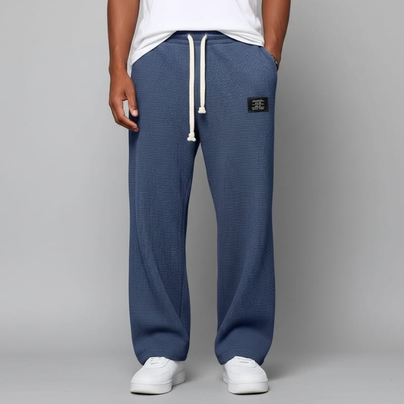 Adrian Waffle-Knit Drawstring Lounge Pants – Relaxed Breathable Comfort Fit