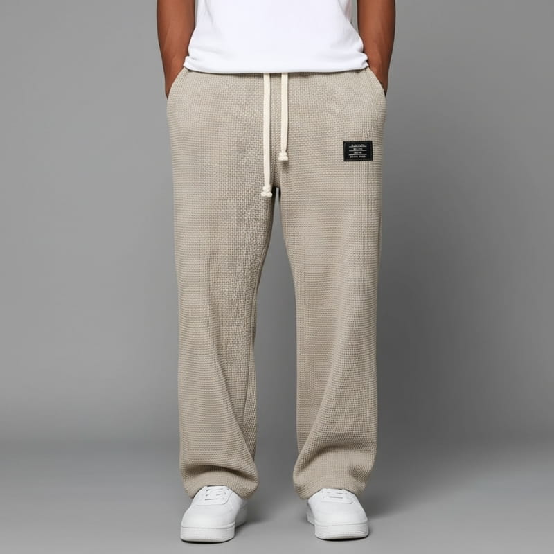 Adrian Waffle-Knit Drawstring Lounge Pants – Relaxed Breathable Comfort Fit