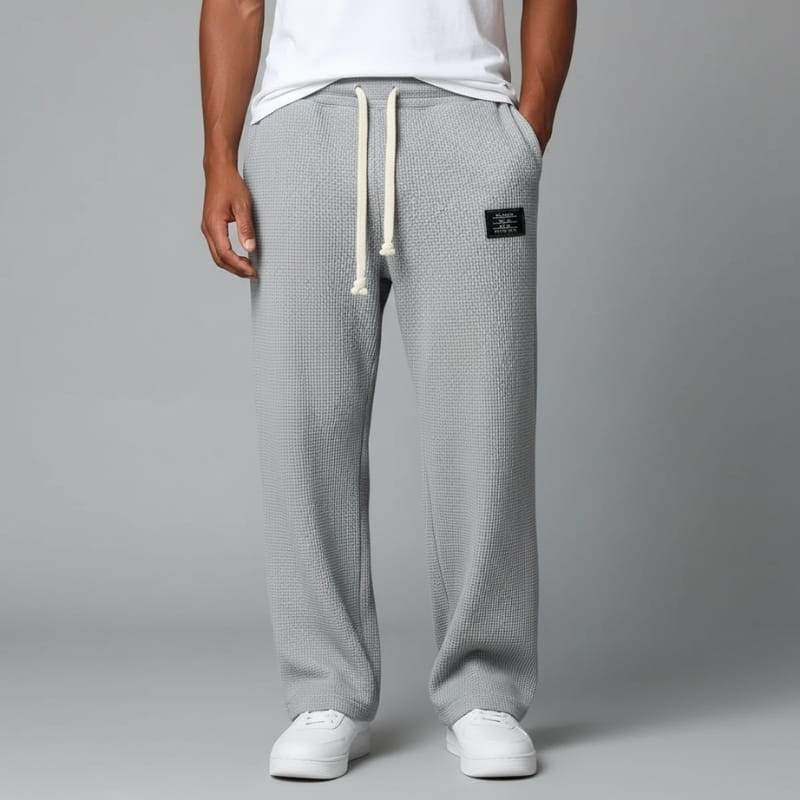 Adrian Waffle-Knit Drawstring Lounge Pants – Relaxed Breathable Comfort Fit