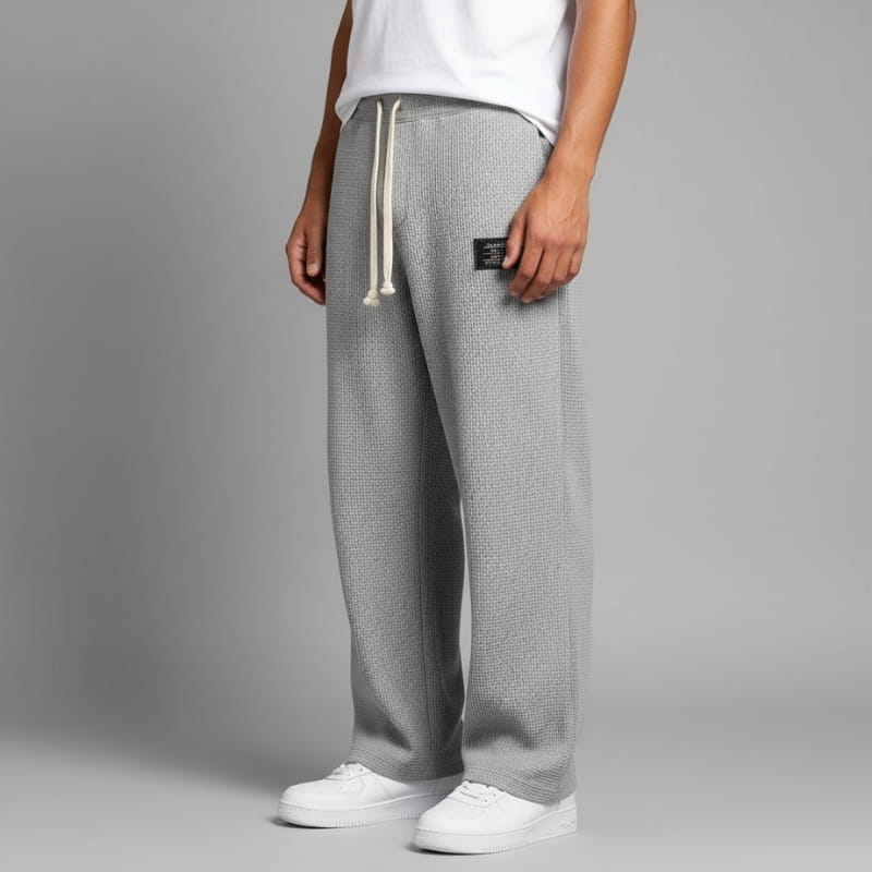 Adrian Waffle-Knit Drawstring Lounge Pants – Relaxed Breathable Comfort Fit